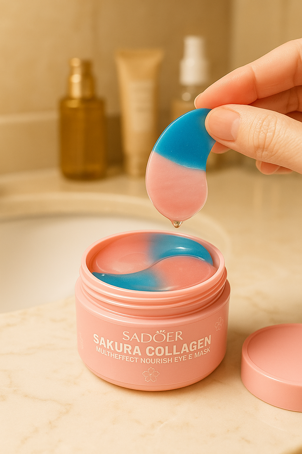 Pink patches from Spy & Co in pathroom