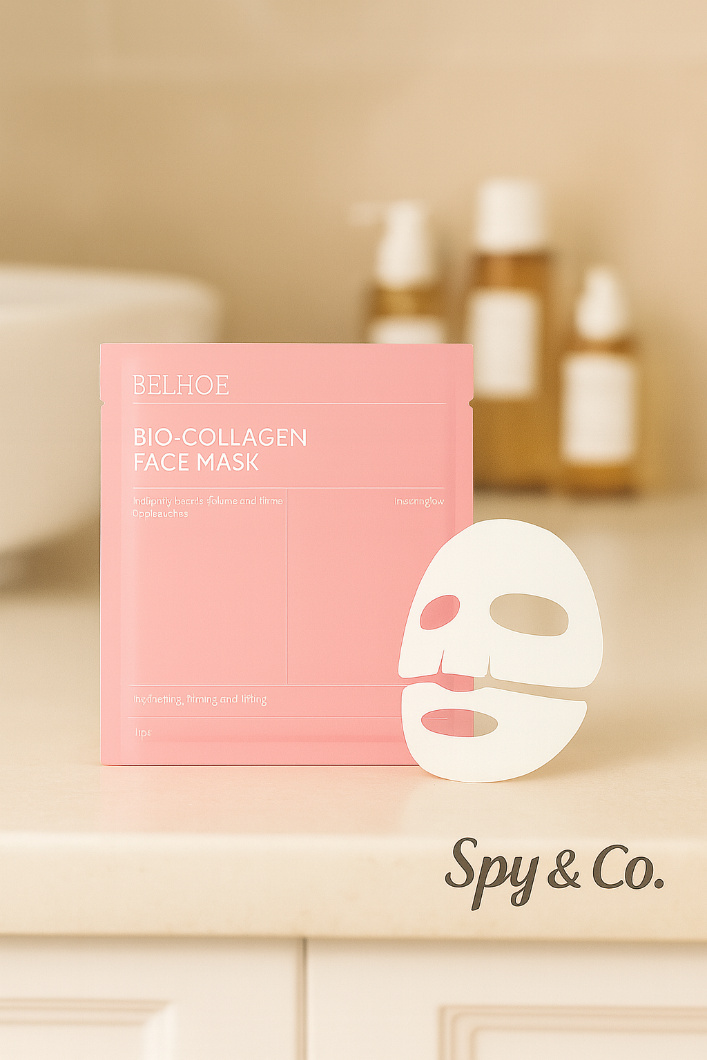 bio collagen mask 1 item in a bathroom