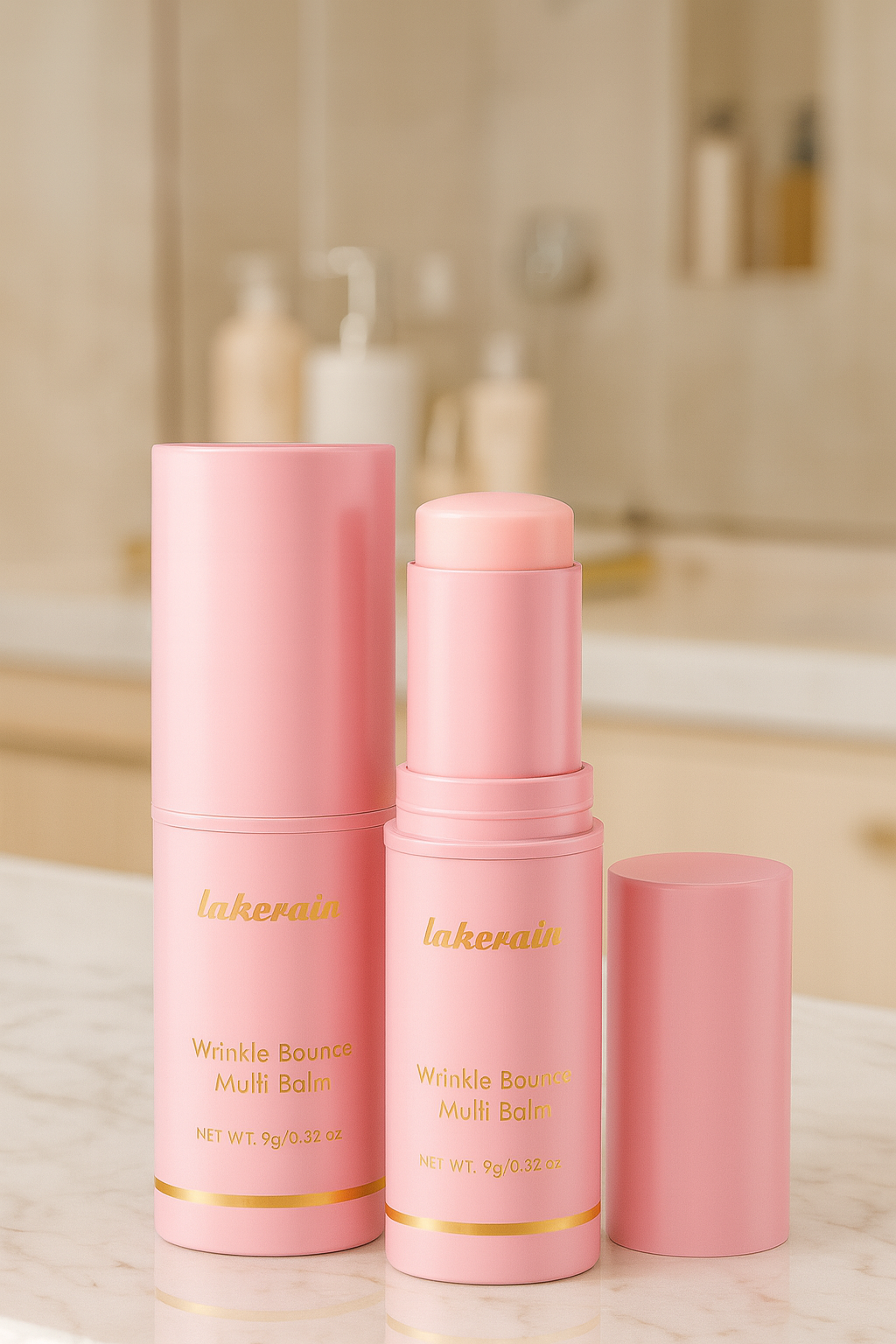 lakerain wrinkle balm in bathroom